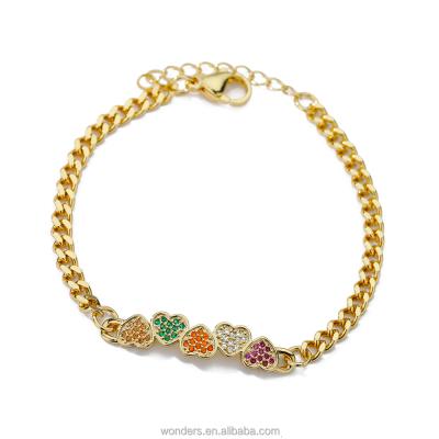 China FASHIONABLE Multi Design Bar Charm MOM Moon Star Rainbow Zircon Cuban Link Chain and Bracelet Stainless Steel Charm Bangle Chain Bracelet for sale