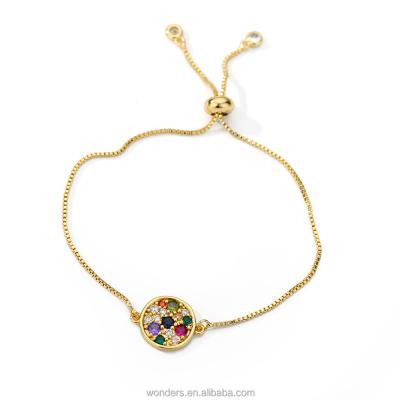 China FASHIONABLE Round Lucky Charm Good Luck Women Bracelet Stainless Steel Fashion Colorful Cuban Chain Bracelet for sale