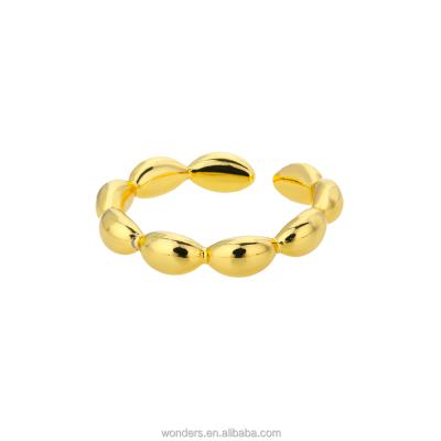 China Trendy Abstract Rings Adjustable Feminist Gold Plated Pearl Shape Ring Unisex Jewelry In Gold 18K Plated Color for sale