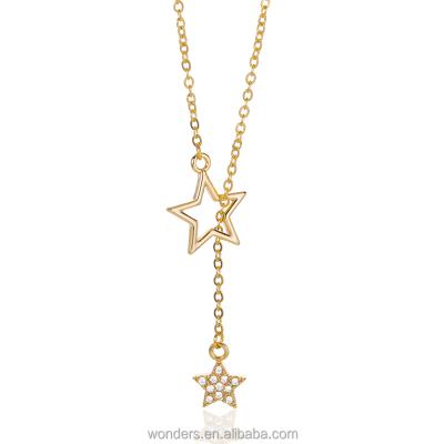 China Fashion TRENDY Lasso Woman Star CZ Open Star Charm Stainless Steel Jewelry Chain Jewelry Gold Plated 18K for sale