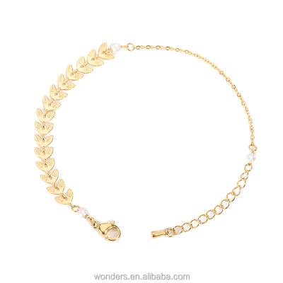 China TRENDY Simple 18K Gold Plated Heringbone Chain Bracelets Women Fashion Design Chain Bracelet for sale