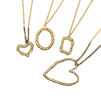 China TRENDY Vintage Heart Rectangle Circle Necklace Stainless Steel Bamboo Open Charms For Woman Jewelry Making for sale