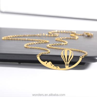 China FASHIONABLE Man Minimalist Silver Wave Fish Balloon Gold Shark Human Animal Bar Stainless Steel Ski Pendant Necklaces for sale