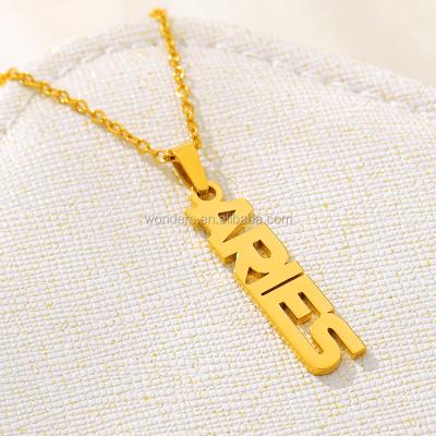 China TRENDY Custom Jewelry Stainless Steel Vertical Necklace Name Zodiac Necklace for sale