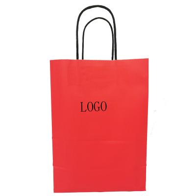 China Recyclable Recyclable Kraft Paper Bag With Own Logo Custom Shopping Paper Bag For Food With Handle Take Out Bag for sale