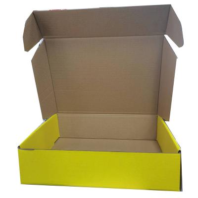 China Recyclable Custom Printed Packaging Corrugated Boxes Yellow Mailer Box for sale