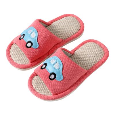 China Car Cartoon Children Cotton Slides Indoor Shoes Anti-skid Canvas Round Toe Lightweight Kids Comfy Slippers Open House Slippers for sale