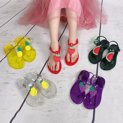 China PVC Round Flat Kids Shoes Wholesale Summer Jelly Kids Cute Fruit Toddler Sandals for sale