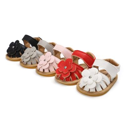 China Low MOQ Cotton Cloth Round Bowknot Outdoor Slipper Summer Newborn Baby Sandals For Girl for sale