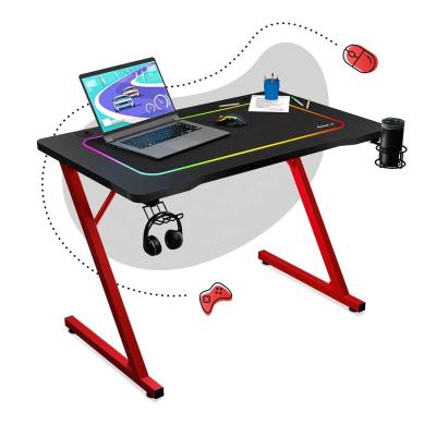 China Child Table PC Computer Convertible Z Shaped Home Game Table With Retractable Cup Holder Headphone Hook With RGB Light Mouses Pad For Kids for sale