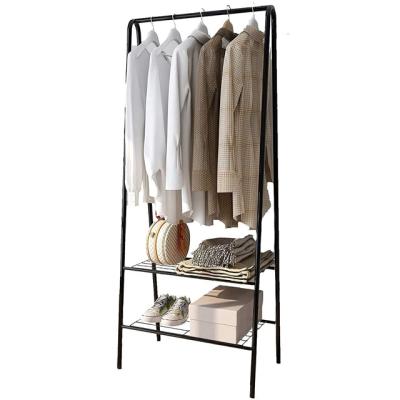 China Fashion Heavy Duty Clothes Rack with 2-Tier Shelves and Top Rod Hanger for sale