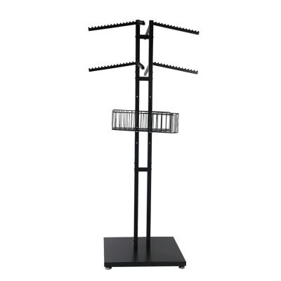 China Fashion Metal Clothing Rack Clothes Rack Hangers And Laundry Racks Clothing Store Display Stands With Basket for sale