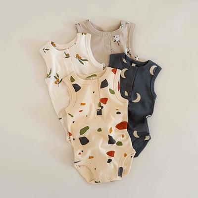 China 100% Cotton Custom Design Organic Cotton Onesie Baby Clothes Sets Newbown Sleeveless Baby Overalls Summer Baby Clothes Romper Jumpsuit for sale