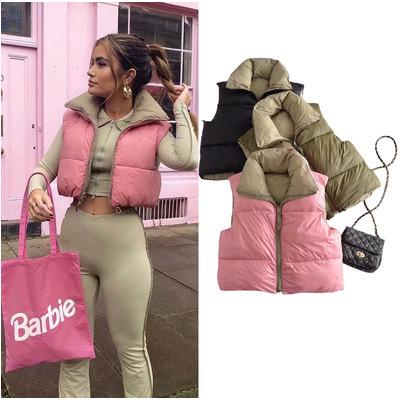 China Breathable Women Invest Stripper 2022 Spring Autumn Two Color Double Sided Cotton Thick Short Vest Coat Warm Vest Tops for sale