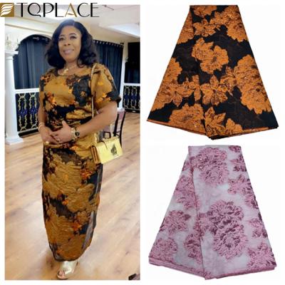 China Sustainable fashion brocade organza fabric african lace 2020 high quality jacquard lace fabric for dress dress for sale