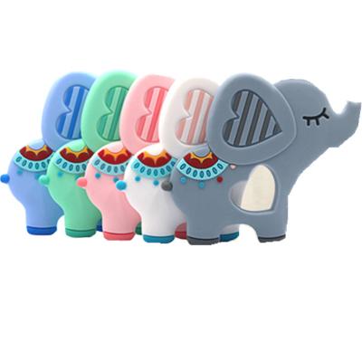 China Eco-friendly BPA Free Silicone Teethers Product Food Grade Rod Shower Elephant Baby Silicone Animal Tiny Teether For Baby Gifts for sale