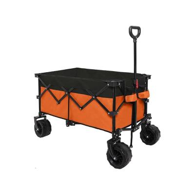 China 600D PVC+Steel Pipe Black Plastic Sprayed Collapsible Utility Camping Trolley Folding Utility Cart Picnic Outdoor Beach Trolley for sale