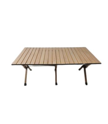 China Large Grain Modern Wooden Aluminum Omelet Table Outdoor Camping Folding Table for sale