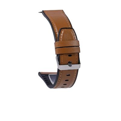 China Leather Quick Release Watch Band Sweatproof Leather And Rubber Band Genuine Rubber Hybrid Strap for sale