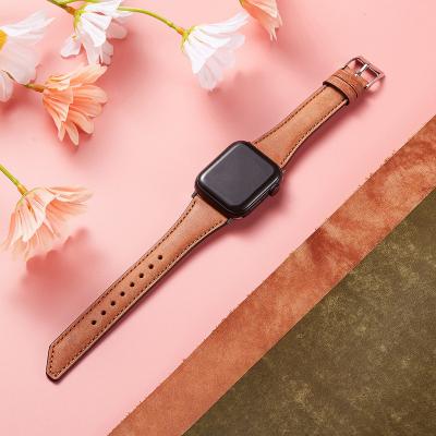 China Small strap new applicable iwatch7se universal smart apple leather watch size 38/40/42/44mm for sale