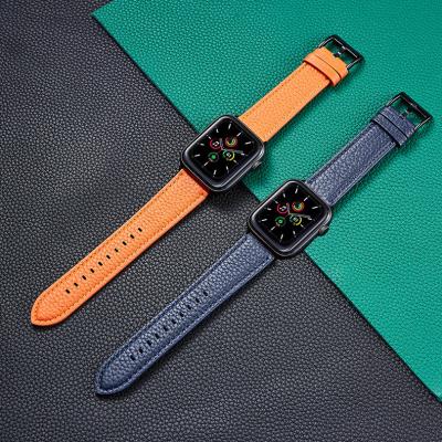 China Leather New Leather Strap Fits Apple Iwatch Apple Watch Leather Strap Green S7/S6/S5 Generation for sale