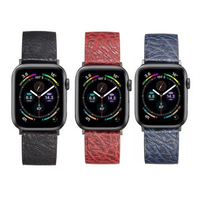 China Leather Suitable For Apple Watch Iwatch Lychee Personalized Frosted Leather Ultra-thin Apple Watch Leather Strap Strap for sale