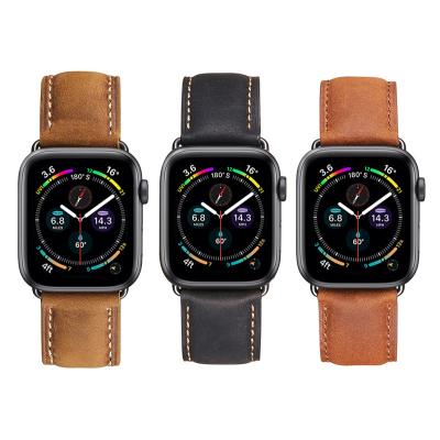 China Leather Suitable for apple watch leather strap apple iwatch7 generation Crazy Horse frosted vintage leather strap in stock for sale