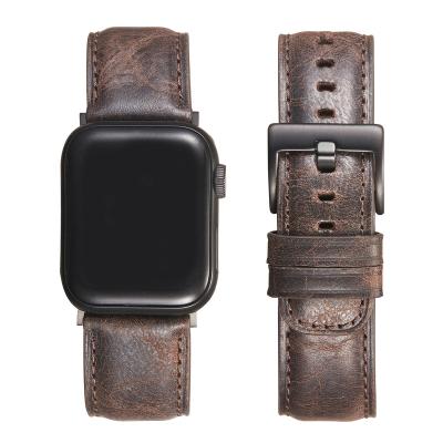 China 4 Colors Foreign Trade Leather Explosion Fits Retro 41-45mm Apple Watch Cracked Leather Strap Smart Wholesale for sale