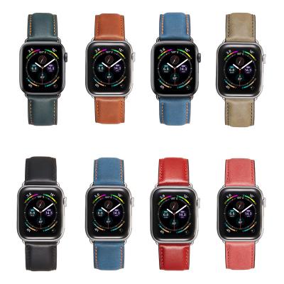 China Leather Suitable For Apple Watch Leather Strap Apple Watch Smart Wax 22mm Strap Vintage Oil Soft Leather for sale