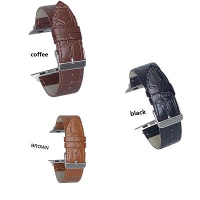 China Leather Leather Bands For Apple Watch 38/40mm 42/44mm Crocodile Grain Watchband Strap With iWatch Series 6/5/4/3/2/1 for sale