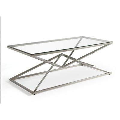 China China Modern Assembly Living Room Furniture Latest Elegant Metal Stainless Steel Frame Tempered Glass Top Tea Coffee Table for sale