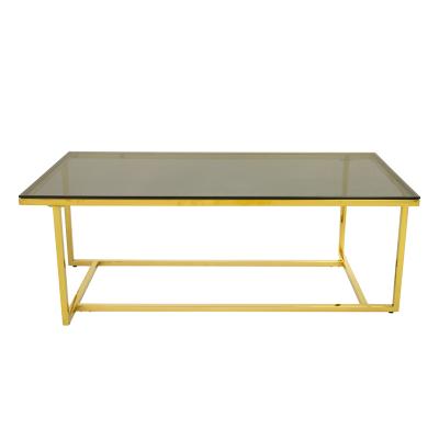 China Modern Gold Stainless Steel Glass Top Cafe Tables And Chairs Set Indoor for sale