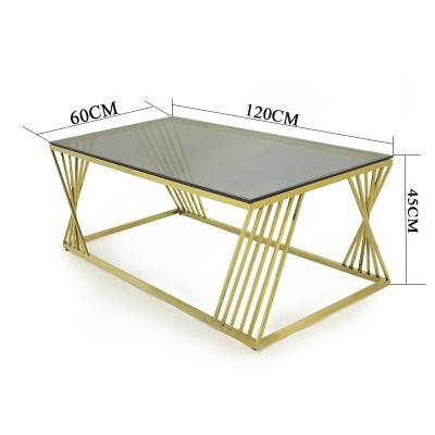 China High End Modern Multifunctional Stainless Steel Luxury Coffee Table Gold Glass Top for sale