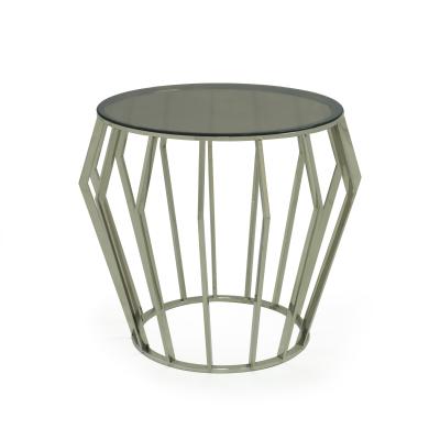 China 2021 New Modern Silver Classic Design Living Room Modern Tempered Glass/8mm Glass Metal Coffee Round End Table Stainless Steel 8.50kg for sale