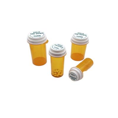 China Orange Plastic Medicine Thumb Bottles Child Safety Vials for sale