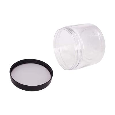 China 60ml 2oz Food Round Plastic Clear Black Screw Lid PET Travel Storage Jars for sale