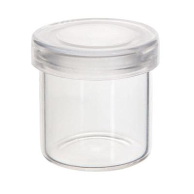 China Medicine 20mm/30mm/35mm No Neck Containers Plastic Cap Glass Transparent Hard Cover Jar for sale