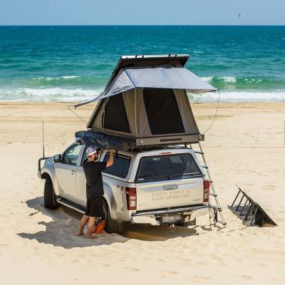 China Easy Install Aluminum Triangle 4x4 SUV Car Roof Top Tent Truck Roof Top Tent Camping Hard Shell 3-4 Person For Camping for sale