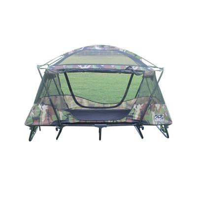 China Good Quality UV-Resistant Portable Above Ground Tent With Bed Oxford Outdoor Hunting Folding Off Ground Camping Tent for sale