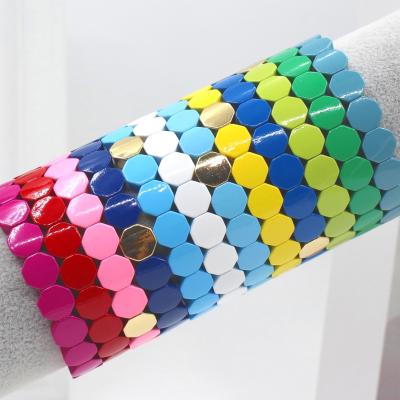 China BOHEMIA factory direct sales of hot colorful tile bracelet in Europe and America enamel geometric hexagonal elastic ladies bracelet for sale