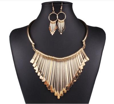 China European and American fashion high-end temperament new style cute multi-layer tassel necklace earring set zinc alloy ornaments for sale