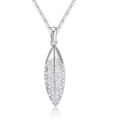 China Advanced Ladies Spring Jewelry New Leaf Drop Shaped Necklace, Full Earrings Diamond Jewelry Sets for sale