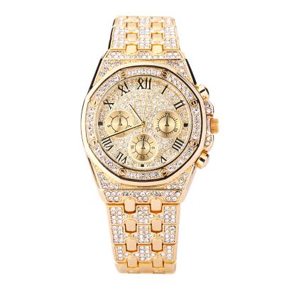 China Non-specific explosive ladies watch full diamond atmosphere automatic three-eye diamond zinc alloy waterproof quartz fashion watch for sale