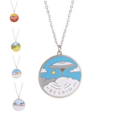 China FASHIONABLE cartoon border handwritten planet newspaper festival cartoon student jewelry fashion wish creative nature necklace for sale