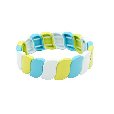 China BOHEMIA Manufacturer Wholesale Customizable Enamel Tile Rainbow Rectangle Chakra Bracelet For Women And Men Zinc Alloy for sale