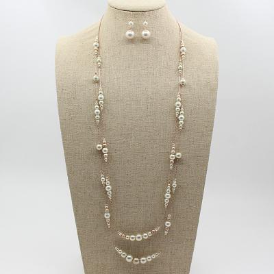 China Fashion Korean version of European and American dress accessories long necklace evening pearl earrings high-end necklace set for sale