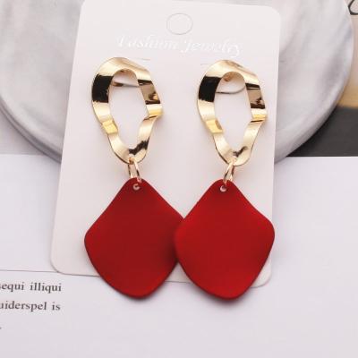 China BOHEMIA Japan and South Korea Morandi color metal geometric painting dangle earrings fashion niche earrings earrings women for sale