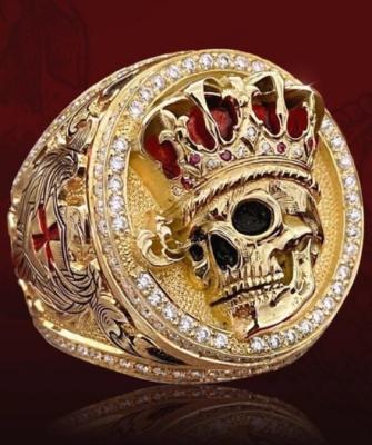 China European and American gold-plated temperament head skull crown style male ring AliExpress punk border hot sale new for sale