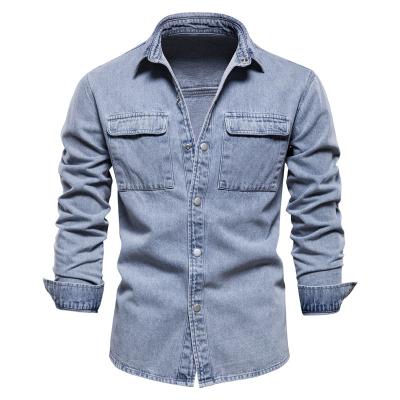 China Wholesale High Quality Men's Breathable Jackets Lattice Hot Selling Denim Warm Slim Fit Jacket Blue Slim Fit Jacket for sale