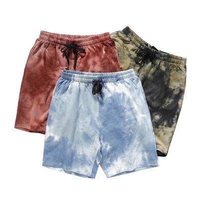 China Custom Anti Wrinkle Logo Men Blank Tie Dye Cotton Sweat Shorts for sale